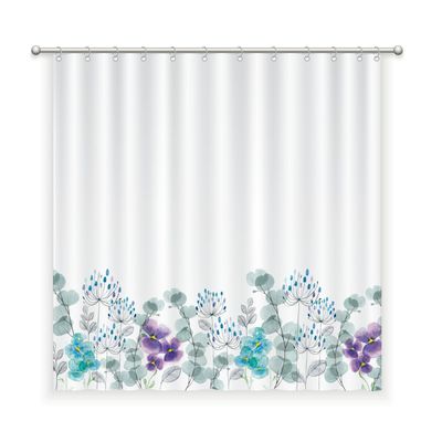 CORTINA DE BAÑO ALGODÓN JARDÍN DE FLORES PENSAMIENTOS