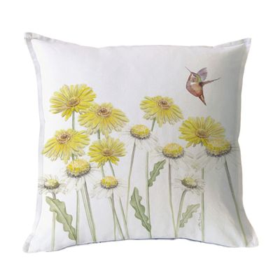 FUNDA COJÍN ALGODÓN JARDÍN PRIMAVERAL AMARILLO 45X45