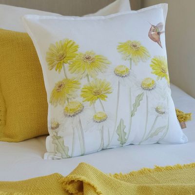 Imagen 2 del producto FUNDA COJÍN ALGODÓN JARDÍN PRIMAVERAL AMARILLO 45X45