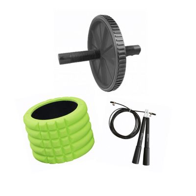 Cilindro Masajeador+ Rueda Abdominal+Cuerda Salto