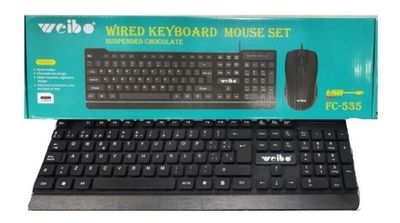 Set Mouse Mouse Usb Cableado Negro Weibo Fc-535 / Disparo