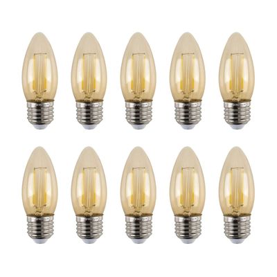 Pack De 10 Ampolletas Led Vela Filamento 2w Cálido