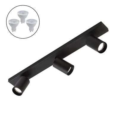 Imagen 1 del producto Foco Spotlight Negro 3x Con Ampolleta 5,5W GU-10 Cálida M