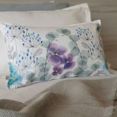 Imagen 2 del producto FUNDA COJÍN ALGODÓN JARDÍN DE FLORES PENSAMIENTO 50X30