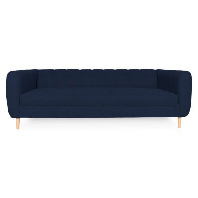 Sofá Lynette Chenille Tipo Lino Azul 3 Cuerpos