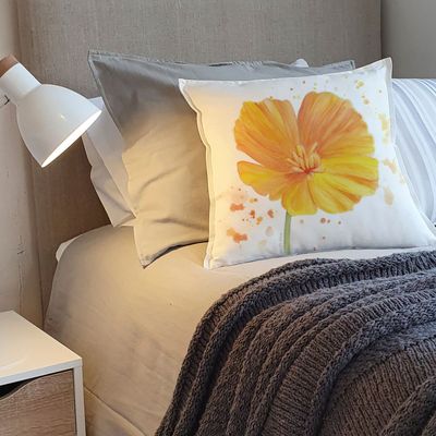 Imagen 2 del producto FUNDA COJÍN ALGODÓN AMAPOLA AMARILLA 45X45