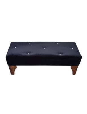 Imagen 1 del producto BANQUETA NEGRA FELPA BOTON DIAMANTE 