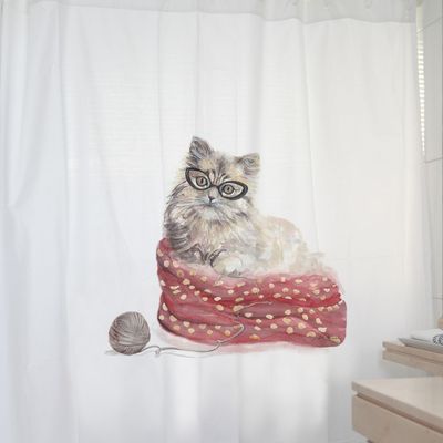 Imagen 2 del producto CORTINA DE BAÑO ALGODÓN GATO