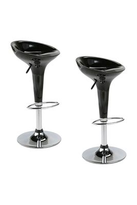 Pack 2 - Piso Bar Regulable Taburete Estilo Retro - Negro