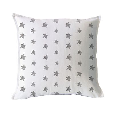 FUNDA COJÍN ALGODÓN ESTRELLITAS GRIS 45X45