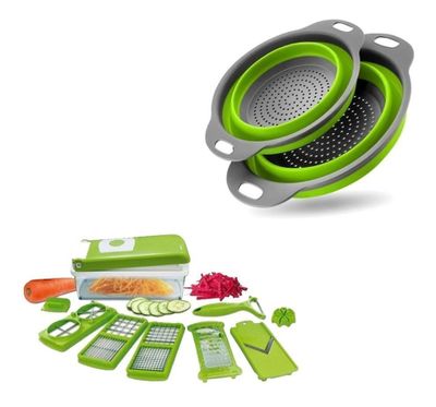 Colador 2 Piezas Plegable + Picador Rallador