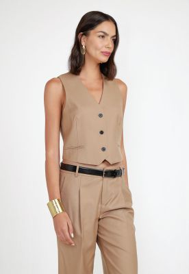 Vest Mujer Lana Camel