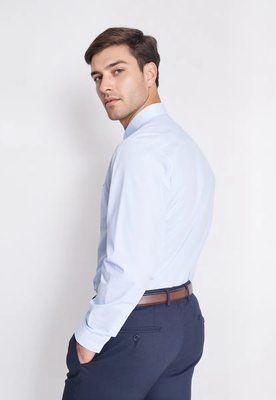 Imagen 2 del producto Camisa Formal Básica Lisa Regular Poplin Celeste