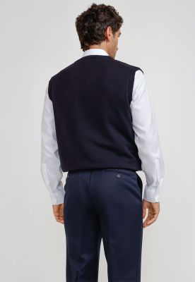 Imagen 2 del producto Sweater Cuello V Sin Mangas Lana Seda Azul Marino