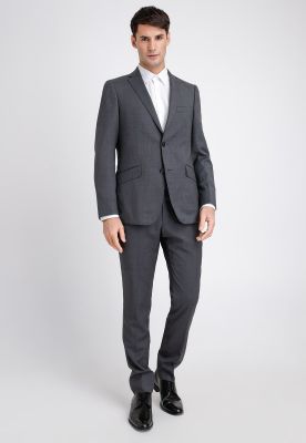 Traje Formal Atlanta Lana Tela Microdiseño Gris Oscuro