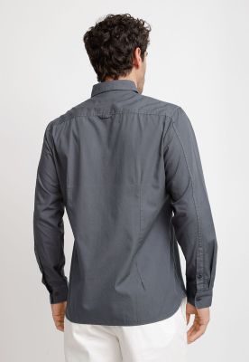 Imagen 2 del producto Camisa Lisa Algodón Basilio Gris Oscuro