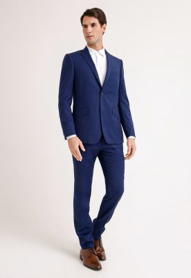 Traje Formal Atlanta Lana Tela Microdiseño Azulino