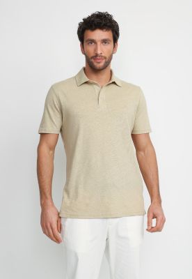 Polera Polo Lino Algodón Morrís Beige