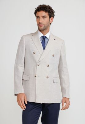 Chaqueta Hombre Formal Cruzada Lino Mix&Color Beige