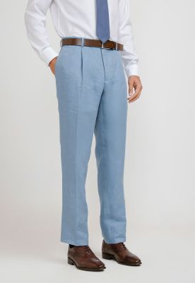 Pantalón Hombre Formal Lino Mix&Color Celeste