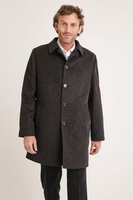 Abrigo Hombre Formal Lana Regular Javier Gris Oscuro