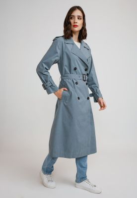 Trench Impermeable Mujer Poliéster Celeste