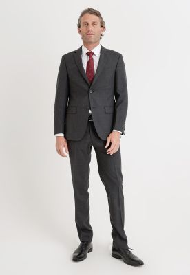 Traje Formal Hombre Mezcla Lana Liso Slim Executive Negro