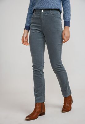 Pantalón Cotelé Mujer Algodón Dusty Blue