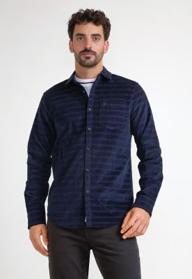 Camisa Hombre De Cotele Manga Larga Azul Marino