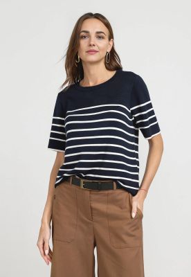 Polera Mujer Mila Viscosa Marino-Crudo