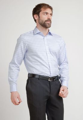 Camisa Hombre Formal Travel Blanco/Celeste