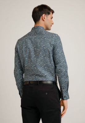 Imagen 2 del producto Camisa Hombre Manga Larga Stretch Estampada Gris Oscuro