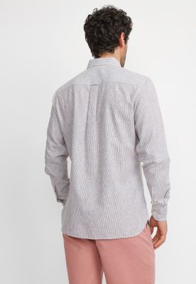 Imagen 2 del producto Camisa Rayada Lino Algodón Bruno Beige