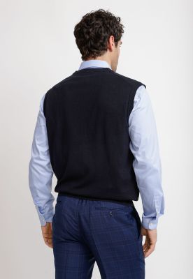 Imagen 2 del producto Cárdigan Hombre Formal Sin Mangas Lana Seda Azul Marino