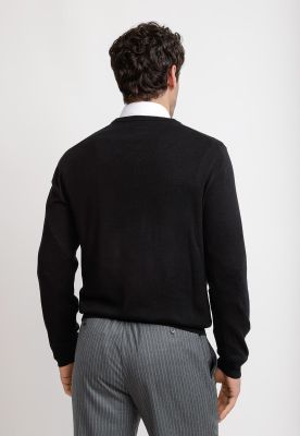 Imagen 2 del producto Sweater Cuello V Lana Seda Negro