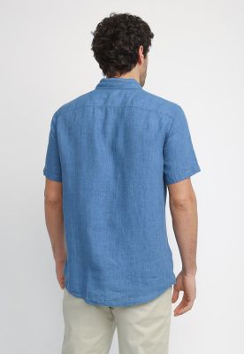 Imagen 2 del producto Camisa Hombre Manga Corta Lino Azul OPWSB500