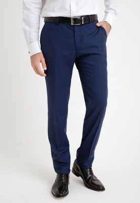 Pantalón Formal Hombre Lana S100'S Liso Slim Perfect Suit Azulino