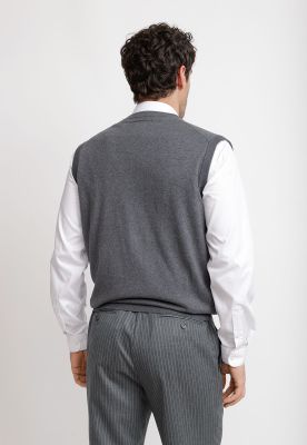 Imagen 2 del producto Cárdigan Hombre Formal Sin Mangas Lana Seda Gris