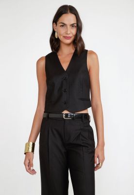 Vest Mujer Lana Negro