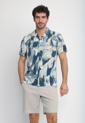 Imagen 1 del producto Camisa Hombre Manga Corta Estampada Azul 4KMW7001
