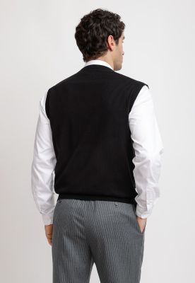 Imagen 2 del producto Cárdigan Hombre Formal Sin Mangas Lana Seda Negro