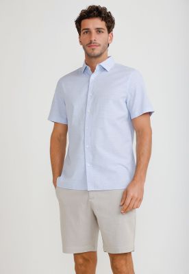Camisa Hombre Manga Corta Algodón Celeste 4KSW7013