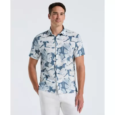 Camisa Hombre Manga Corta Estampada Azul Claro 4KMW7006