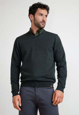 Sweater Hombre Cuello V Parrot Verde