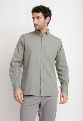 Camisa Lisa Algodón Basilio Verde