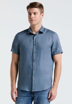 Imagen 1 del producto Camisa Hombre Lino Manga Corta Azul 4KSW7059