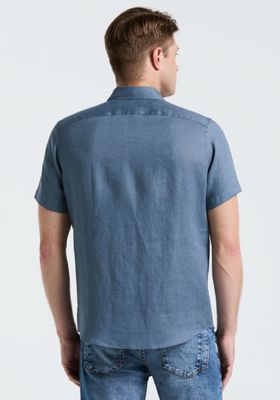 Imagen 2 del producto Camisa Hombre Lino Manga Corta Azul 4KSW7059