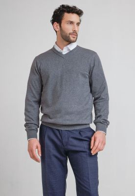Sweater Hombre Formal Cuello V Marengo
