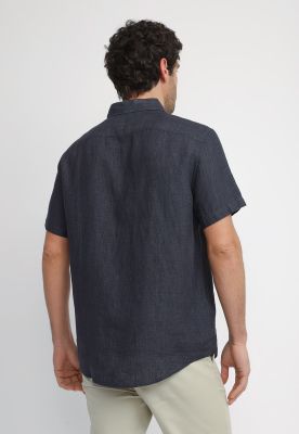 Imagen 2 del producto Camisa Hombre Manga Corta Lino Negra OPWB0500