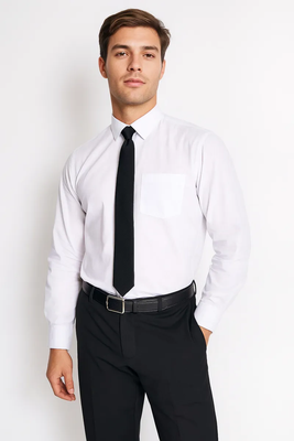 Camisa Formal Básica Lisa Regular Poplin Blanco